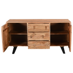 Μπουφές Leontina Pakoworld Μασίφ Ξύλο Ακακίας σε Φυσική Απόχρωση με Πόδι Μαύρο Μέταλλο 150x45x86εκ