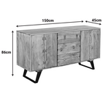 Μπουφές Leontina Pakoworld Μασίφ Ξύλο Ακακίας σε Φυσική Απόχρωση με Πόδι Μαύρο Μέταλλο 150x45x86εκ