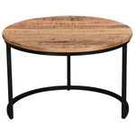 Τραπέζι Σαλονιού Frina Pakoworld σετ 3τεμ Mango Ξύλο σε Φυσική Απόχρωση με Πόδι Μαύρο Μέταλλο