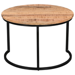 Τραπέζι Σαλονιού Frina Pakoworld σετ 3τεμ Mango Ξύλο σε Φυσική Απόχρωση με Πόδι Μαύρο Μέταλλο