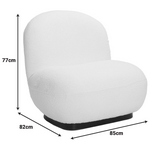 Πολυθρόνα Rosalie Pakoworld Μπουκλέ Ύφασμα σε Κρεμ Απόχρωση με Μαύρη Βάση 85x82x77εκ