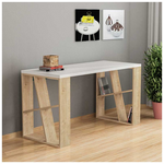Γραφείο Honey Pakoworld Χρώμα Λευκό - Light oak 140x60x75εκ
