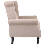 Πολυθρόνα Piore Pakoworld Μπεζ Ύφασμα και Πόδι Rubberwood σε Μαύρη Απόχρωση 77x80x106εκ