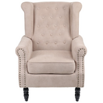 Πολυθρόνα Piore Pakoworld Μπεζ Ύφασμα και Πόδι Rubberwood σε Μαύρη Απόχρωση 77x80x106εκ