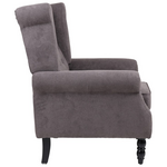 Πολυθρόνα Piore Pakoworld Ανθρακί Ύφασμα και Πόδι Rubberwood σε Μαύρη Απόχρωση 77x80x106εκ