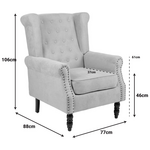 Πολυθρόνα Piore Pakoworld Ανθρακί Ύφασμα και Πόδι Rubberwood σε Μαύρη Απόχρωση 77x80x106εκ