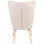Πολυθρόνα με Υποπόδιο Melisia Pakoworld Μπεζ Ύφασμα και Ξύλινο Πόδι σε Φυσική Απόχρωση 59x67x94εκ