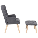 Πολυθρόνα με Υποπόδιο Melisia Pakoworld Ανθρακί Ύφασμα και Ξύλινο Πόδι σε Φυσική Απόχρωση 59x67x94εκ