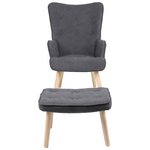 Πολυθρόνα με Υποπόδιο Melisia Pakoworld Ανθρακί Ύφασμα και Ξύλινο Πόδι σε Φυσική Απόχρωση 59x67x94εκ