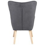 Πολυθρόνα με Υποπόδιο Melisia Pakoworld Ανθρακί Ύφασμα και Ξύλινο Πόδι σε Φυσική Απόχρωση 59x67x94εκ