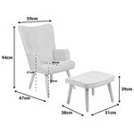 Πολυθρόνα με Υποπόδιο Melisia Pakoworld Ανθρακί Ύφασμα και Ξύλινο Πόδι σε Φυσική Απόχρωση 59x67x94εκ