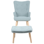 Πολυθρόνα με Υποπόδιο Melisia Pakoworld Βεραμάν Ύφασμα και Ξύλινο Πόδι σε Φυσική Απόχρωση 59x67x94εκ