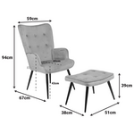 Πολυθρόνα με Υποπόδιο Siella Pakoworld Μαύρο Βελούδο και Μαύρο Μέταλλο Πόδι 59x67x94εκ