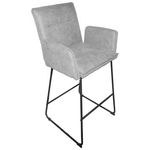 Σκαμπό Μπαρ Essential Pakoworld Ύφασμα Γκρι-Πόδι Μαύρο Μεταλλικό 57x64.5x107εκ