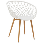 Τραπεζαρία Elijah-Ezra Pakoworld σετ 3τεμ pp-pu σε Λευκή Απόχρωση με Φυσικό Πόδι Φ60x74εκ