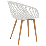 Τραπεζαρία Elijah-Ezra Pakoworld σετ 3τεμ pp-pu σε Λευκή Απόχρωση με Φυσικό Πόδι Φ60x74εκ