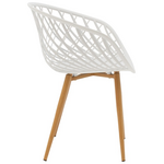 Τραπεζαρία Elijah-Ezra Pakoworld σετ 3τεμ pp-pu σε Λευκή Απόχρωση με Φυσικό Πόδι Φ60x74εκ