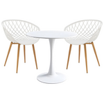 Τραπεζαρία Elijah-Ezra Pakoworld σετ 3τεμ pp-pu σε Λευκή Απόχρωση με Φυσικό Πόδι Φ60x74εκ