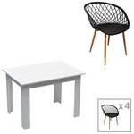 Τραπεζαρία Manka-Parker Pakoworld σετ 5τεμ σε Λευκή Απόχρωση 110x80x77εκ