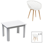 Τραπεζαρία Manka-Ezra Pakoworld σετ 5τεμ σε Λευκή Απόχρωση 110x80x77εκ