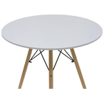 Τραπέζι Julita Pakoworld mdf Λευκό-Πόδια σε Φυσική Απόχρωση Φ80x73εκ