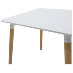 Τραπέζι Natali Pakoworld mdf Λευκό-Πόδια σε Φυσική Απόχρωση 80x80x76εκ