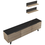 Σύνθετο Σαλονιού Kasia Pakoworld σε Μαύρο Μαρμάρου-Sonoma Απόχρωση 180x35x48.5εκ