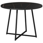 Τραπέζι Sarah ι Pakoworld σε Μαύρο Μαρμάρου Απόχρωση με Μαύρα Μεταλλικά Πόδια Φ100x76εκ