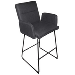 Σκαμπό Μπαρ Essential Pakoworld Ύφασμα Μαύρο-Πόδι Μαύρο Μεταλλικό 57x64.5x107εκ