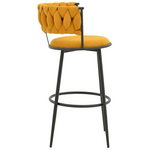 Σκαμπό Μπαρ Alkia i Pakoworld Ύφασμα σε Κίτρινη Απόχρωση- Πόδι Μαύρο Μέταλλο 50x56x95εκ