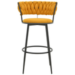 Σκαμπό Μπαρ Alkia i Pakoworld Ύφασμα σε Κίτρινη Απόχρωση- Πόδι Μαύρο Μέταλλο 50x56x95εκ