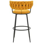 Σκαμπό Μπαρ Alkia i Pakoworld Ύφασμα σε Κίτρινη Απόχρωση- Πόδι Μαύρο Μέταλλο 50x56x95εκ