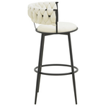 Σκαμπό Μπαρ Alkia i Pakoworld Ύφασμα σε Εκρού Απόχρωση- Πόδι Μαύρο Μέταλλο 50x56x95εκ