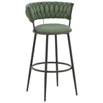 Σκαμπό Μπαρ Alkia i Pakoworld Ύφασμα σε Χακί Απόχρωση- Πόδι Μαύρο Μέταλλο 50x56x95εκ