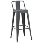 Σκαμπό Μπαρ με Πλάτη Utopia Pakoworld Μέταλλο σε Ανθρακί Απόχρωση 42x42x97εκ