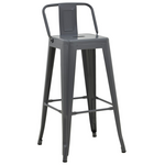 Σκαμπό Μπαρ Μεσαίου Ύψους με Πλάτη Utopia Pakoworld Μέταλλο σε Ανθρακί Απόχρωση 42x42x86εκ