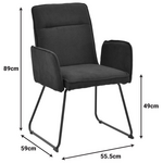 Πολυθρόνα Essential Pakoworld Ύφασμα Μαύρο-Πόδι Μαύρο Μεταλλικό 55.5x59x89εκ