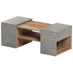 Τραπέζι Σαλονιού Morfi Pakoworld Πολυμορφικό 3τεμ σε oak-Μπεζ Μαρμάρου Απόχρωση 105x45x37εκ