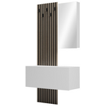 Έπιπλο Εισόδου με Καθρέπτη Arika Pakoworld  σε Λευκό-Sonoma Απόχρωση 100x37.1x199.5εκ