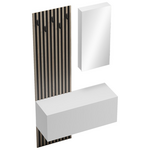 Έπιπλο Εισόδου με Καθρέπτη Arika Pakoworld  σε Λευκό-Sonoma Απόχρωση 100x37.1x199.5εκ