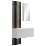 Έπιπλο Εισόδου με Καθρέπτη Arika Pakoworld  σε Λευκό-Sonoma Απόχρωση 100x37.1x199.5εκ