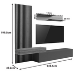 Σύνθετο Σαλονιού Litende Pakoworld σε Λευκή-Sonoma Απόχρωση 249.4x42.2x199.5εκ