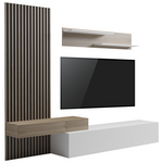 Σύνθετο Σαλονιού Litende Pakoworld σε Λευκή-Sonoma Απόχρωση 249.4x42.2x199.5εκ