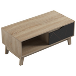 Τραπέζι Σαλονιού Judas Pakoworld σε Μαύρο Μαρμάρου-Sonoma Απόχρωση  90x45x38.5εκ