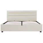 Κρεβάτι Molito Pakoworld Βελούδο σε Εκρού Απόχρωση με Αποθηκευτικό Χώρο150x200εκ
