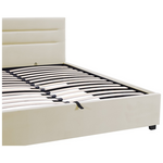 Κρεβάτι Molito Pakoworld Βελούδο σε Εκρού Απόχρωση με Αποθηκευτικό Χώρο150x200εκ