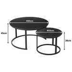 Τραπέζια Σαλονιού Solme i Pakoworld 2τεμ σε Μαύρο Μαρμάρου Απόχρωση με Μαύρα Μεταλλικά Πόδια