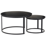 Τραπέζια Σαλονιού Solme i Pakoworld 2τεμ σε Μαύρο Μαρμάρου Απόχρωση με Μαύρα Μεταλλικά Πόδια