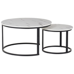 Τραπέζια Σαλονιού Solme i Pakoworld 2τεμ σε Λευκή Μαρμάρου Απόχρωση με Μαύρα Μεταλλικά Πόδια