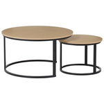 Τραπέζια Σαλονιού Solme i Pakoworld 2τεμ σε oak Απόχρωση με Μαύρα Μεταλλικά Πόδια
